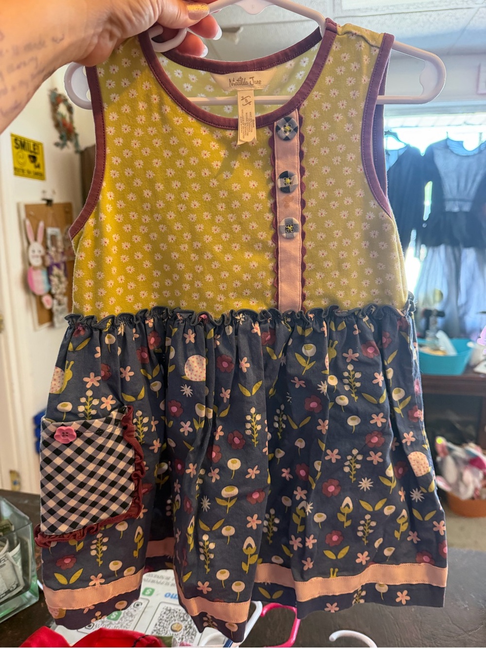 Matilda Jane Girls Size 8 Floral Snail Pocket Sleeveless Cotton Dress
